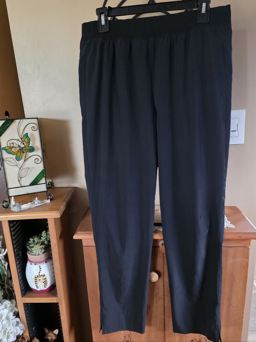 Calvin Klein Ladies Black Elastic-Waist Quick Dry Lightweight Lounge Joggers